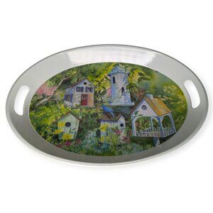 Monza R2S S.p.A 20052 Large Oval Bird House Platter Made in Italy 20" x 14.5"